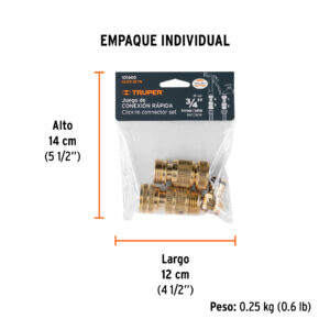 Alternative view of Juego de 5 conectores 3/4" rápidos de latón, sistema click