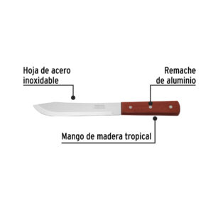 Alternative view of Cuchillo cebollero 6" mango de madera, PRETUL
