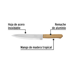 Alternative view of Cuchillo de chef 8" mango de madera, PRETUL