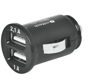 Cargador USB para automóvil, 1 Y 2.1 A, VOLTECK
