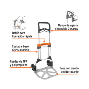 Alternative view of Carrito de carga, plegable de aluminio, 200 kg, TRUPER EXPERT