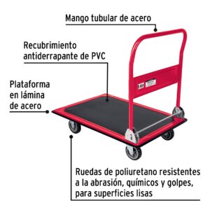 Carro de carga plegable tipo plataforma, 300 kg, PRETUL