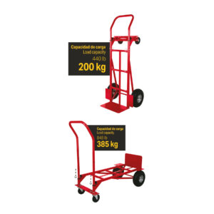 Carrito de carga convertible 2 en 1, 385kg, ruedas neumáticas