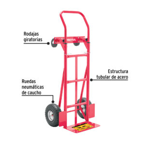 Alternative view of Carrito de carga convertible 2 en 1, 385kg, ruedas neumáticas