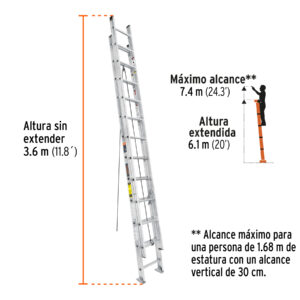 Alternative view of Escalera de extensión, tipo III, 24 peldaños, TRUPER