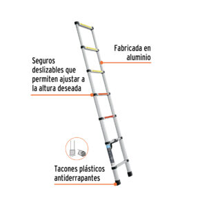 Alternative view of Escalera telescópica, 7 peldaños, tipo II, capacidad 102kg