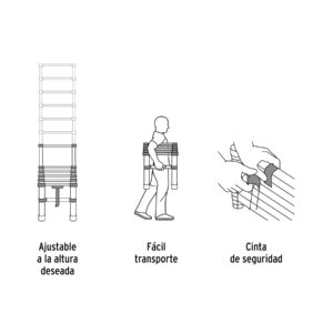 Alternative view of Escalera telescópica,13 peldaños, tipo II, capacidad 102kg