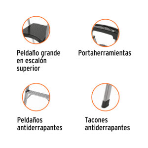 Alternative view of Escalera tubular plegable, 4 peldaños, aluminio, TRUPER