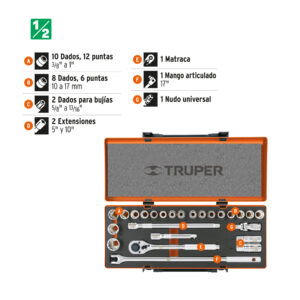 Alternative view of Juego de 25 herramientas cuadro 1/2" std y mm para mecánico
