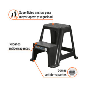Alternative view of Taburete ligero de plástico, 2 peldaños